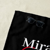 白黒ピンクモノグラムスクリプト水玉模様 ビーチタオル (インサイチュ)