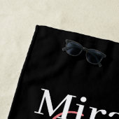 白黒ピンクモノグラムスクリプト水玉模様 ビーチタオル (インサイチュ)