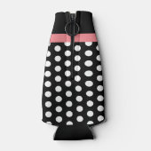 白黒ピンクモノグラムスクリプト水玉模様 ボトルクーラー (裏面)