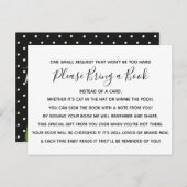 白黒ピンクローズフラワーベビーシャワーブックカード インビテーションポストカード (正面/裏面)