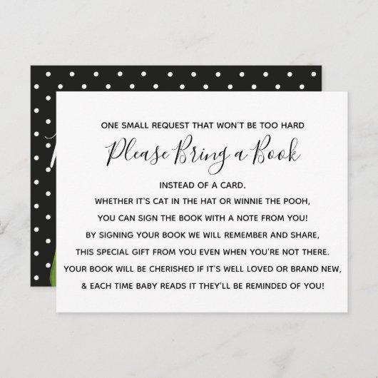 白黒ピンクローズフラワーベビーシャワーブックカード インビテーションポストカード (正面/裏面)