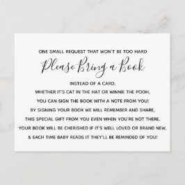 白黒ピンクローズフラワーベビーシャワーブックカード インビテーションポストカード