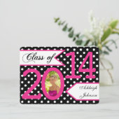 白黒ピンク水玉模様フォトグラード招待状2 招待状 (スタンド正面)