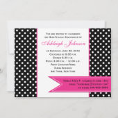 白黒ピンク水玉模様写真卒業招待状 招待状 (裏面)