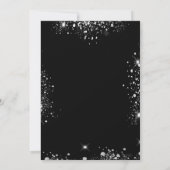 白黒ピンク花模様銀グリッター結婚ズ 招待状 (裏面)