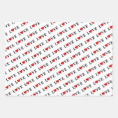 白黒ピンクLOVEパターズミニマルエレガントリスト ラッピングペーパーシート (正面3)