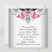 白黒ピンクSweet sixteenパーティの招待状 招待状 (裏面)