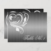 白黒ピンストライプハートテーブル番号 ポストカード (正面/裏面)