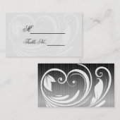 白黒ピンストライプハート結婚座席表 プレイスカード (正面/裏面)