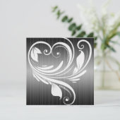 白黒ピンストライプハート結婚式招待状 招待状 (スタンド正面)