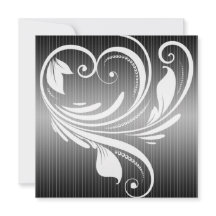 白黒ピンストライプハート結婚式招待状