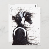 白黒ピント絵を描ホースバイビアールポストカード ポストカード (正面/裏面)