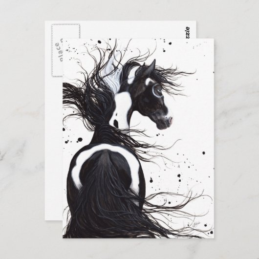 白黒ピント絵を描ホースバイビアールポストカード ポストカード (正面/裏面)