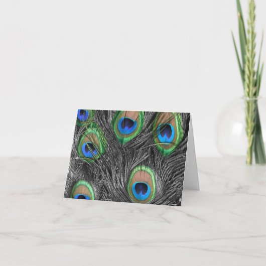 白黒ピーコックフェザーありがとう サンキューカード (正面)