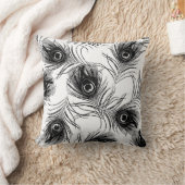 白黒ピーコックフェザー装飾用クッション クッション (ブランケット)