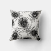 白黒ピーコックフェザー装飾用クッション クッション (裏面)