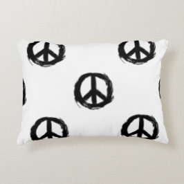 白黒ピースサイン角型アクセント枕 アクセントクッション