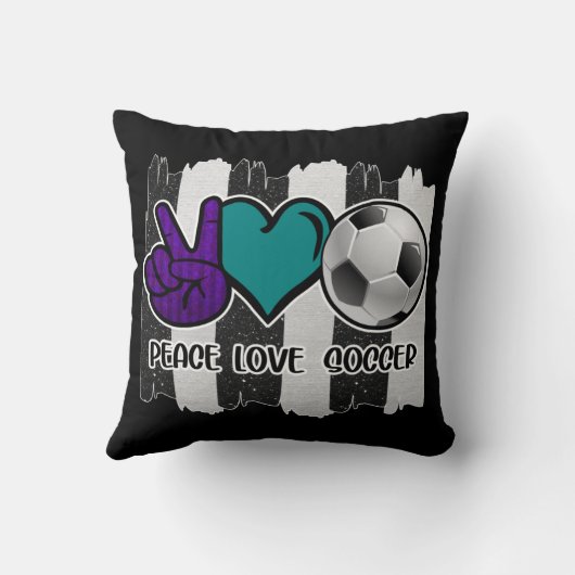 白黒ピースラブストライプのサッカー クッション (裏面)