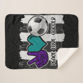 白黒ピースラブストライプのサッカー シェルパブランケット (正面(横))