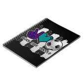 白黒ピースラブストライプのサッカー ノートブック (左側)