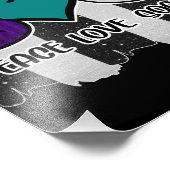 白黒ピースラブストライプのサッカー フォトプリント            (角)