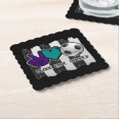 白黒ピースラブストライプのサッカー ペーパーコースター (アングル)