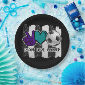 白黒ピースラブストライプのサッカー ペーパープレート (パーティー)