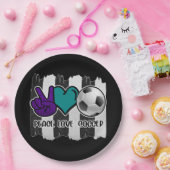 白黒ピースラブストライプのサッカー ペーパープレート (パーティー)