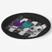 白黒ピースラブストライプのサッカー ペーパープレート (アングル)