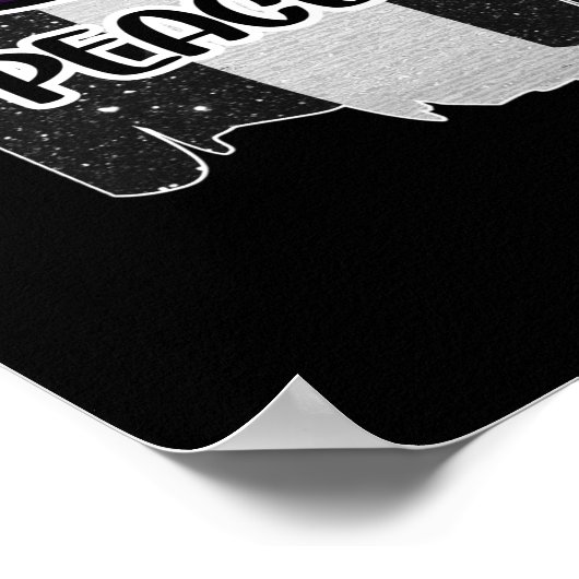 白黒ピースラブストライプのサッカー ポスター (角)