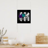 白黒ピースラブストライプのサッカー ポスター (キッチン)