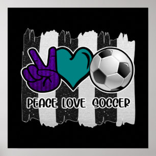 白黒ピースラブストライプのサッカー ポスター
