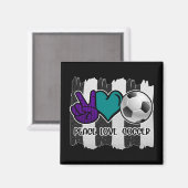 白黒ピースラブストライプのサッカー マグネット (正面/裏面)