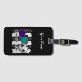 白黒ピースラブストライプのサッカー ラゲッジタグ (正面横)