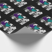 白黒ピースラブストライプのサッカー ラッピングペーパー (角)