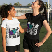 白黒ピースラブストライプのサッカー Tシャツ