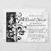 白黒ファウンテンスワールブライダルシャワー 招待状 (正面)