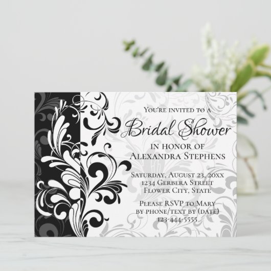 白黒ファウンテンスワールブライダルシャワー 招待状 (スタンド正面)