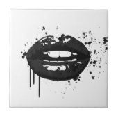 白黒ファッショングラマー唇イラストレーション タイル (正面)