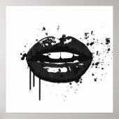 白黒ファッショングラマー美しい唇キス ポスター (正面)