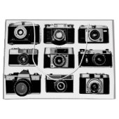 白黒ファッションドの古い写真カメラ ラージペーパーバッグ (正面)