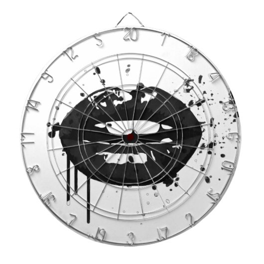 白黒ファッション唇イラストレーション ダーツボード (正面)