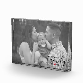 白黒ファミリセット。年のハート家族の写真 フォトブロック