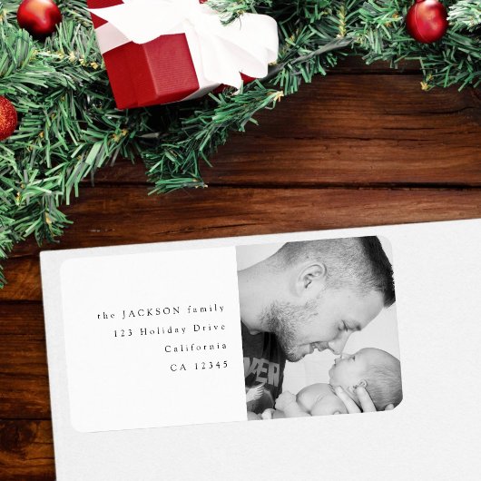 白黒ファミリフォト差出人住所 ラベル