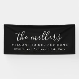 白黒ファミリーウェルカム |引っ越し祝いパーティーパーティー 横断幕
