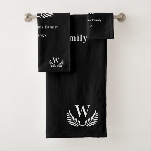 白黒ファミリーモノグラムイニシャルクラシック バスタオルセット (インサイチュ)