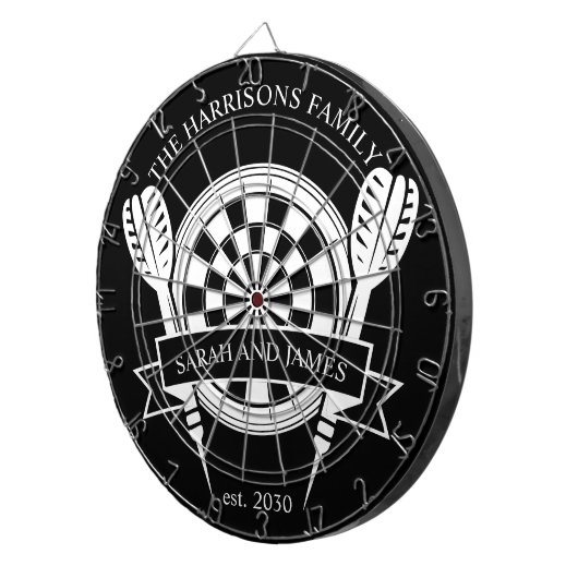 白黒ファミリー名前をカスタムする結婚ズ ダーツボード (正面右)