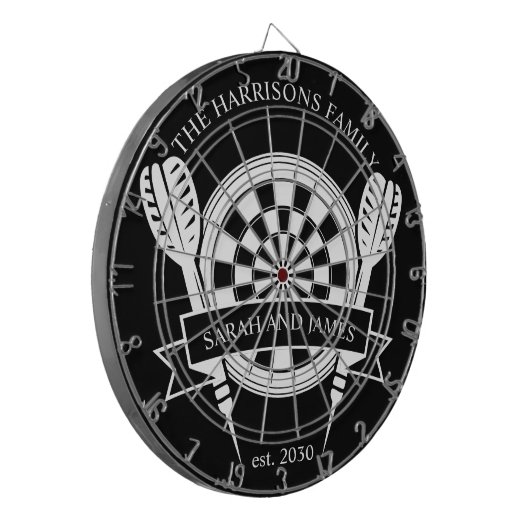 白黒ファミリー名前をカスタムする結婚ズ ダーツボード (正面左)