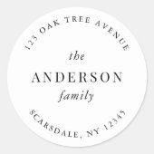 白黒ファミリ名差出人住所 モダン ラウンドシール (正面)