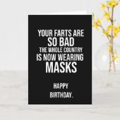 白黒ファルトおもしろい及びマスク誕生日カード カード (黄色い花)